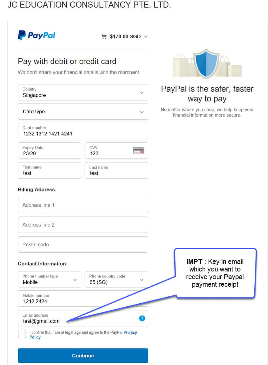 Instructions on Using Paypal Payment