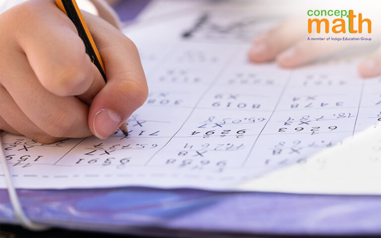 Child completing some math exercises