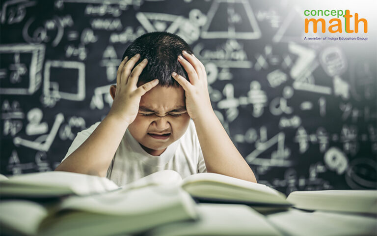 Child being overwhelmed by math homework